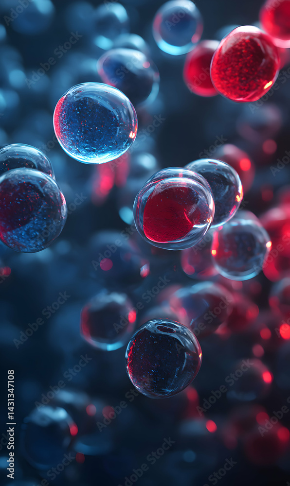 Poster floating transparent plasma cells in a stylized design creating a captivating and otherworldly visua