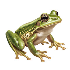 Obraz premium Green frog in Nature: A vibrant green frog stands out vividly, with intricate detail that showcase its beauty in nature's harmony, highlighting its presence.