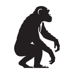 Iconic chimpanzee silhouette vector designed with precision for clean, modern visuals – chimpanzee silhouette – chimpanzee vector – chimpanzee illustration – silhouette of chimpanzee – chimpanzee icon