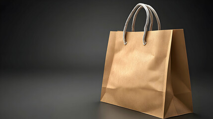 Brown Paper Shopping Bag on Dark Background