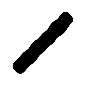 Minimalist black silhouette of a churro stick representing a fried cinnamon pastry