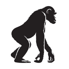 Simplified chimpanzee silhouette designed for use in digital and print media projects – chimpanzee silhouette – chimpanzee vector – chimpanzee illustration – silhouette of chimpanzee – chimpanzee icon
