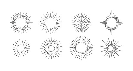 Set Hand drawn sunbursts 