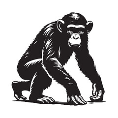 Fototapeta premium Creative and modern chimpanzee silhouette illustration with a minimalist touch – chimpanzee silhouette – chimpanzee vector – chimpanzee illustration – silhouette of chimpanzee – chimpanzee icon