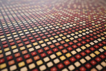 Tessellated pattern of colorful mosaic squares on a dark surface, abstract design 