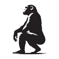 Elegant, timeless chimpanzee silhouette vector featuring minimal design for branding – chimpanzee silhouette – chimpanzee vector – chimpanzee illustration – silhouette of chimpanzee – chimpanzee icon
