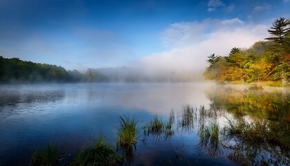 Fototapeta premium lake with fog delaware united states of america