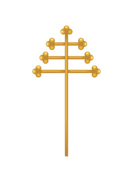 Papal Ferula Ceremonial Gold Cross Ecclesiastical Staff Symbol