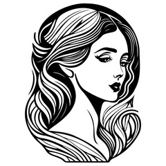 Stylized feminine portrait showcasing elegance with flowing hair illustration