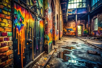 Naklejka premium Abstract Black Paint Texture Urban Exploration Background - Grunge Cityscape