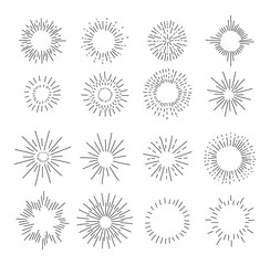 Set Hand drawn sunbursts 