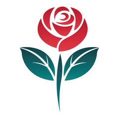 Rose and Leaves Icon Vector Design.