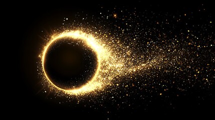 Golden Circle Burst on Black Background