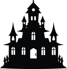 Haunted house icon black silhouette vector illustration on transparent background