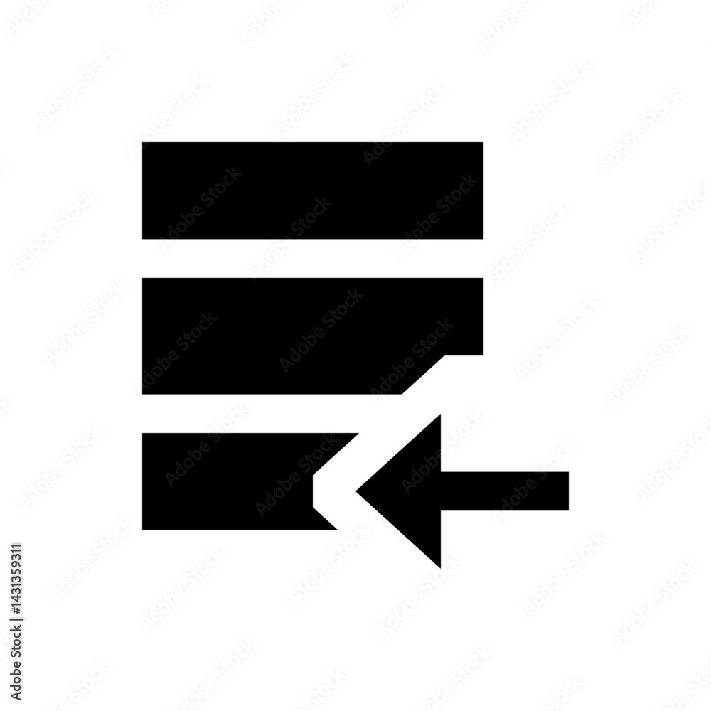 Poster black database icon with an arrow pointing into the bottom layer representing data import operation 
