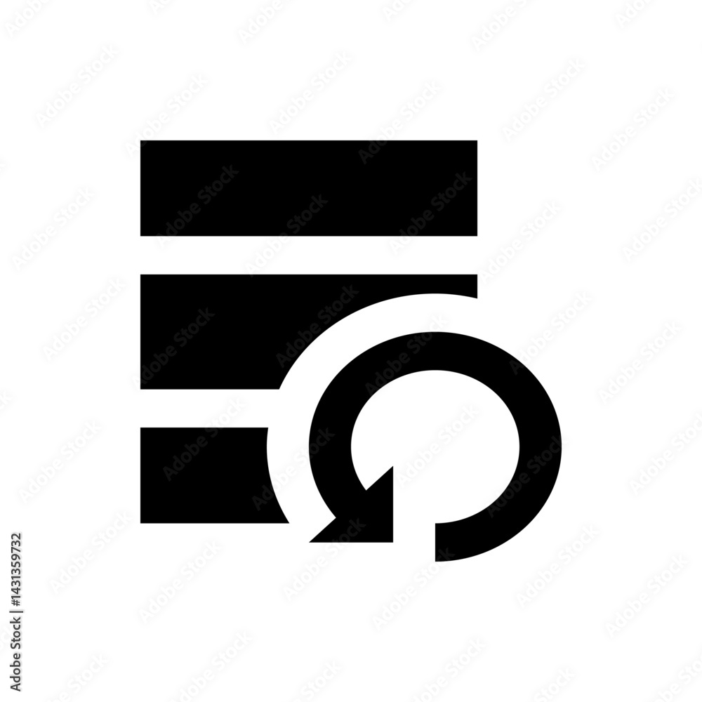 Poster black document icon with a circular arrow pointing downwards indicating a refresh or reload action s