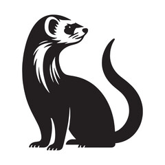 Visual-focused ferret vector icon created from bold silhouette features – ferret silhouette – ferret vector – ferret illustration – silhouette of ferret – ferret icon

