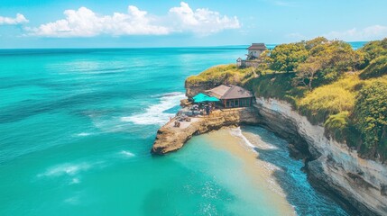 Stunning Coastal Restaurant in Bali: Turquoise Waters and Cliffside Paradise