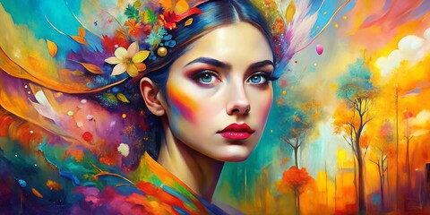 Abstract Lines & Woman's Face: Wellness, Freedom, Fashion Banner
