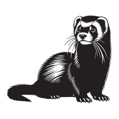 Iconic flat ferret silhouette illustration ideal for print-ready assets – ferret silhouette – ferret vector – ferret illustration – silhouette of ferret – ferret icon

