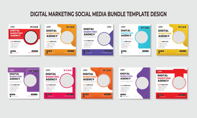 Digital Marketing Agency Social Media design bundle set 