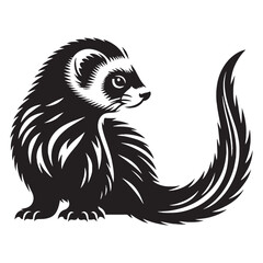 Refined ferret vector icon styled with clean, balanced silhouette visuals – ferret silhouette – ferret vector – ferret illustration – silhouette of ferret – ferret icon

