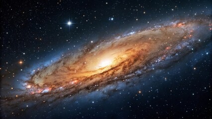 High definition space scene depicting textured nebulae across the galactic plane Cosmic view of a galaxy filled with stars and nebulae in dark space.