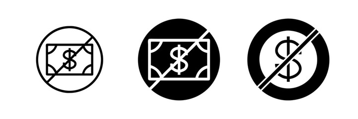 No Dollar Sign Vector Icon set