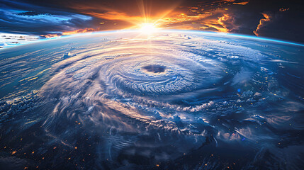 A graphic of the planet with storm patterns and satellite data, used as a design asset for environmental science and climate change education