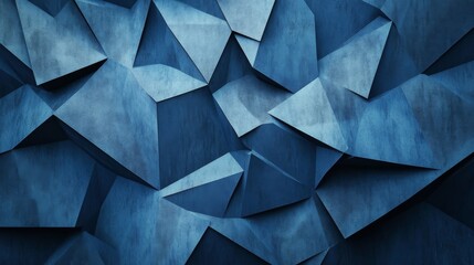 Fototapeta premium Modern geometric wallpaper featuring sharp shapes in varying shades of blue