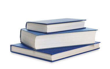 Stack of hardcover books isolated on white