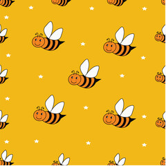 Fototapeta premium cute-bee-seamless-pattern-background2.eps