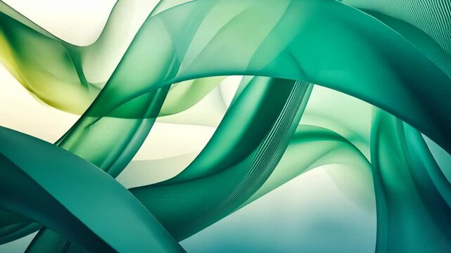 overlapping green translucent waves forming abstract patterns, dynamic and futuristic concept, vibrant and sleek composition
