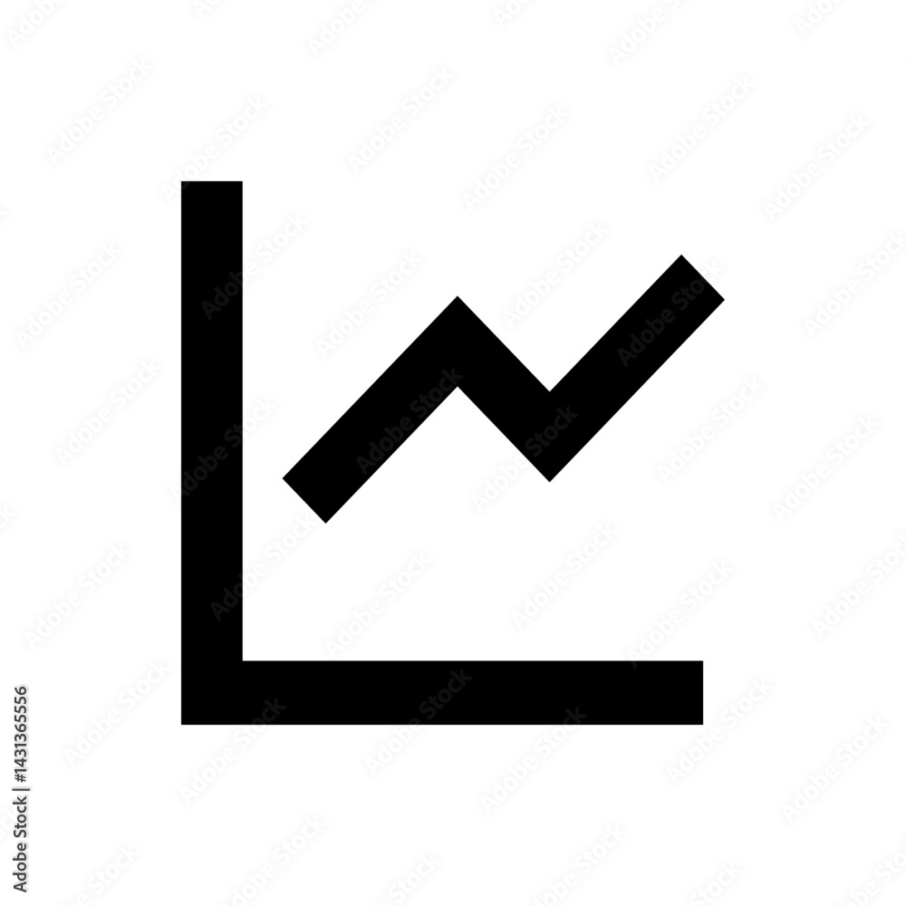 Poster black line graph showing an upward trend on a white background with clear and simple visual represen