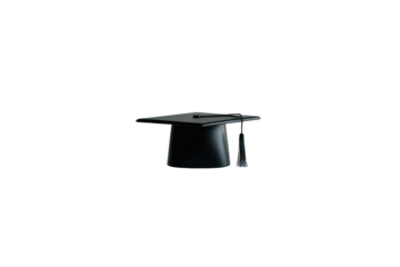 Black Mortarboard: A solitary, formal black mortarboard rests, a symbol of knowledge, and educational achievement. Ideal for graduation projects.