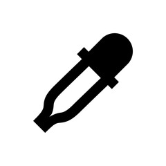 Simple black and white graphic illustration of a dropper tool used in chemistry and design work alike