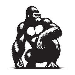 Obraz premium Isolated black vector of gorilla crafted with bold silhouette lines – gorilla silhouette – gorilla vector – gorilla illustration – silhouette of gorilla – gorilla icon