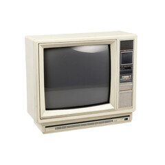 Vintage Off-White CRT Television with Built-in VCR