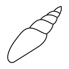 Simple linear shell design, hand drawn. Cutting template. Graphic element for decoration. Cut out. Isolated object 