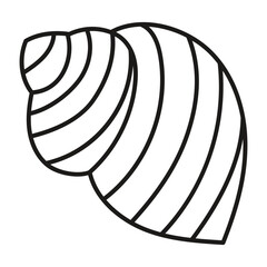 Simple linear shell design, hand drawn. Cutting template. Graphic element for decoration. Cut out. Isolated object 