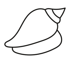 Simple linear shell design, hand drawn. Cutting template. Graphic element for decoration. Cut out. Isolated object 