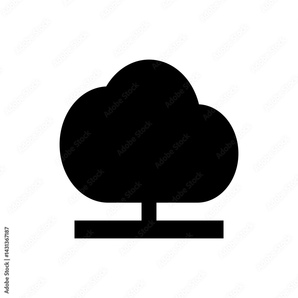 Poster a black cloud connected to a horizontal rectangle representing a cloud computing or network connecti