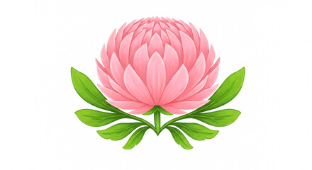 A pink flower with green leaves