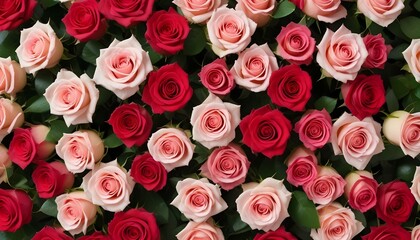 Naklejka premium A beautiful display of vibrant red and pink roses in full bloom, perfect for any occasion.