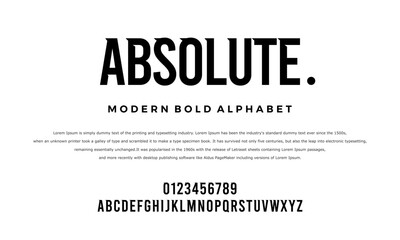 Absolute Alphabet is a font with a minimalis font,modern style,White Background with Typoghrapy and good Alphabet, Vector Illustration