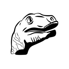 vectorized illustration of dinosaur meme, hand drawn illustration 