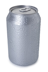 One wet tin can isolated on white
