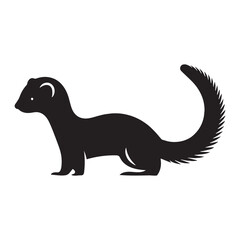 Flat vector weasel silhouette with detailed yet minimal form – weasel silhouette – weasel vector – weasel illustration – silhouette of weasel – weasel icon

