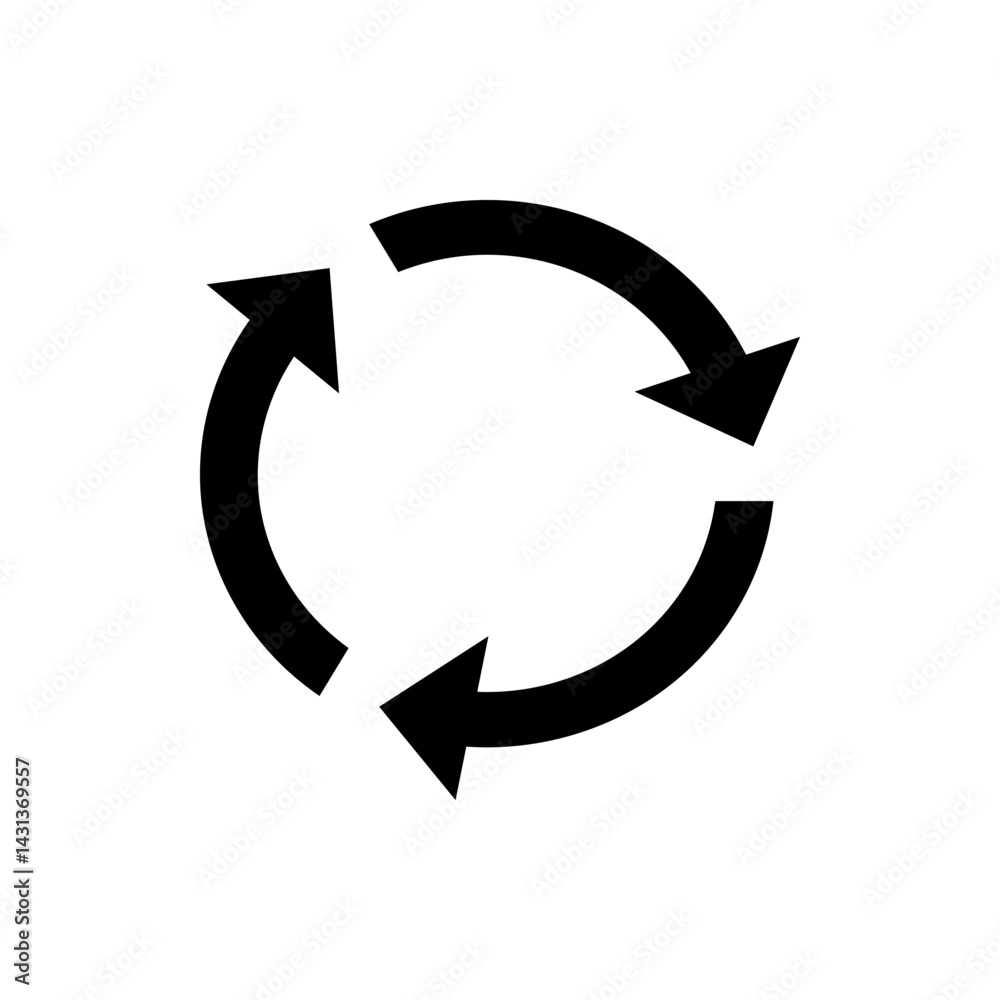 Poster three black curved arrows arranged in a circular pattern indicating a cyclical process or rotation m