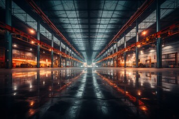 Fototapeta premium photo of a warehouse interior in Germany without people